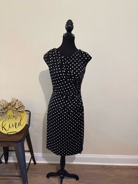 connected apparel Black and White Polka Dot Midi Dress